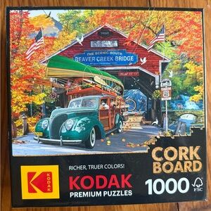 Kodak Premium Puzzle with Green Vintage Car and Red Bridge